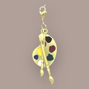 Art Palette Golden, Brushes Charm Lobster Clasp Zipper pull, purse, & etc